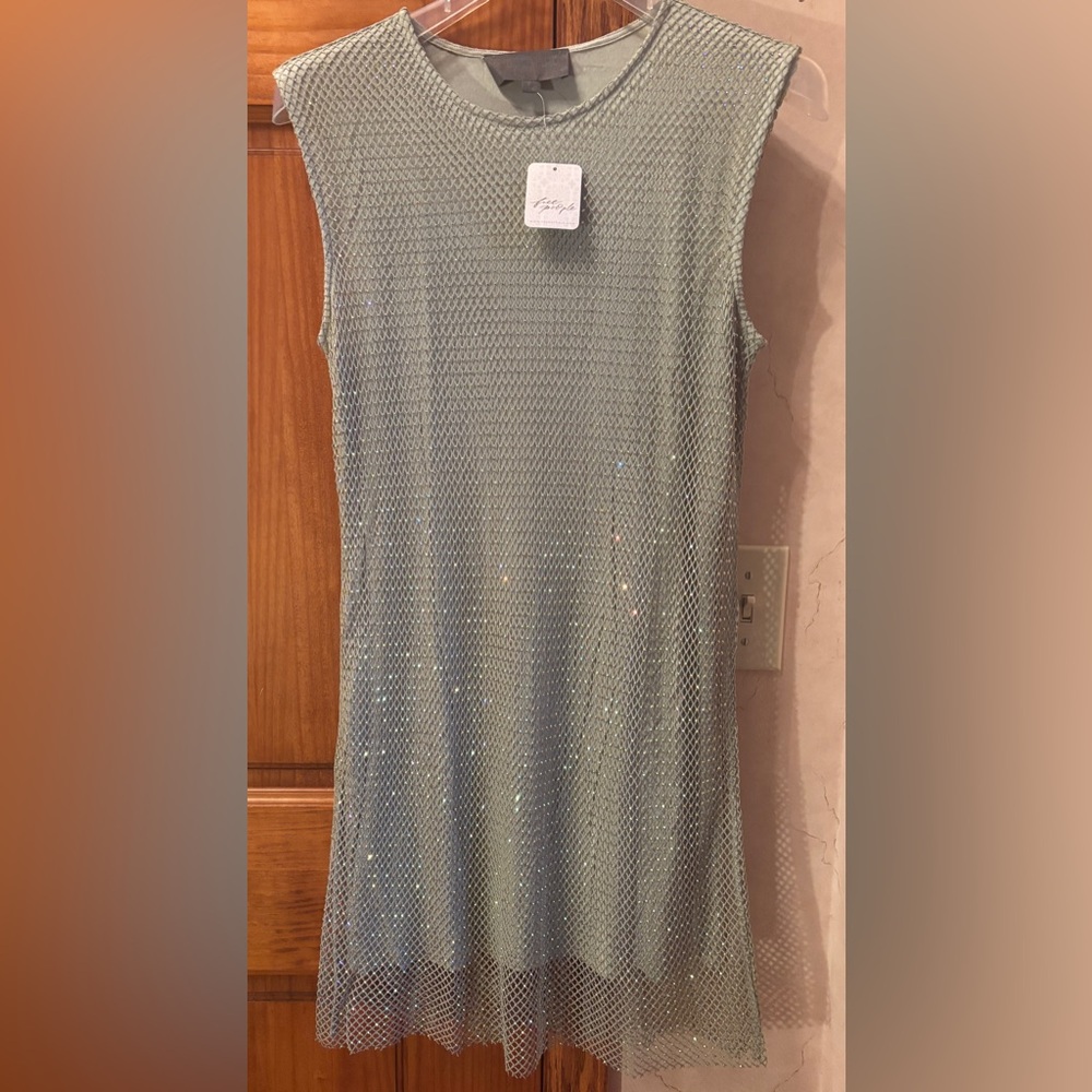 Free People NWT $170 Shine Mesh Tank Dress Small Mint